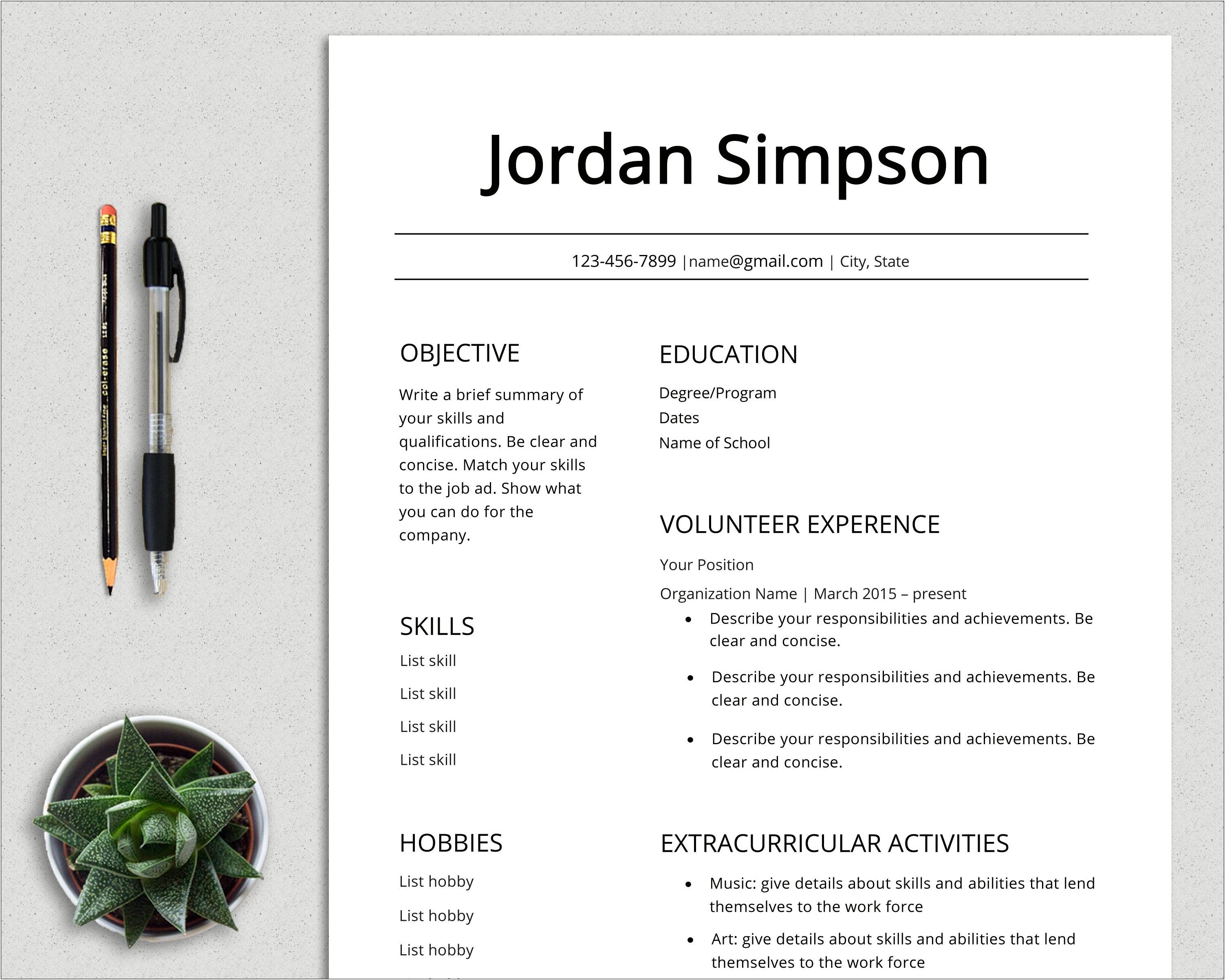 Job Resume Format High School Students