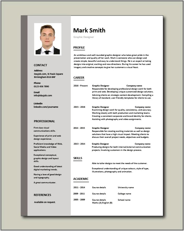 Job Specifications For Logo Design In A Resume