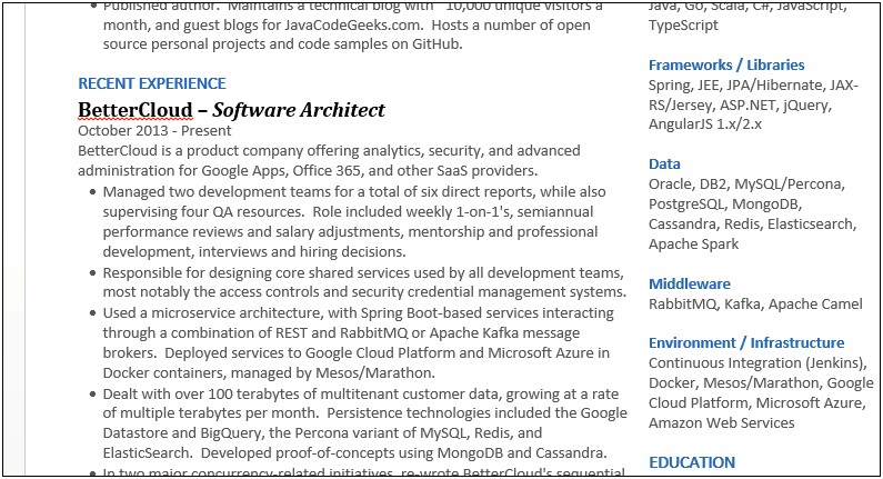 Jpa Points In Java Sample Resume