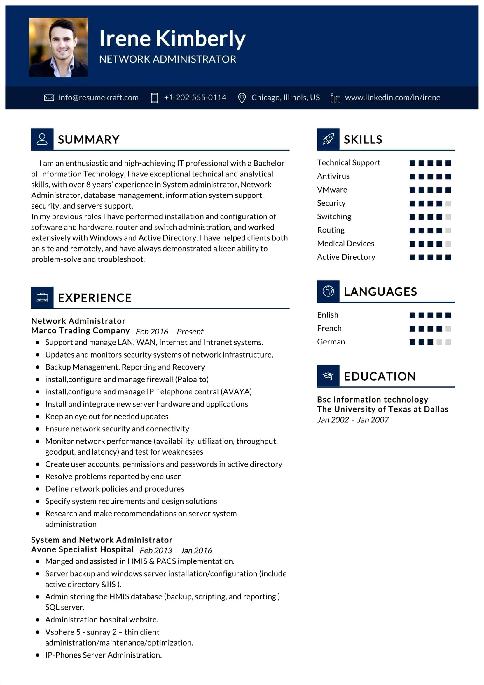 Junior Linux System Administrator Resume Sample