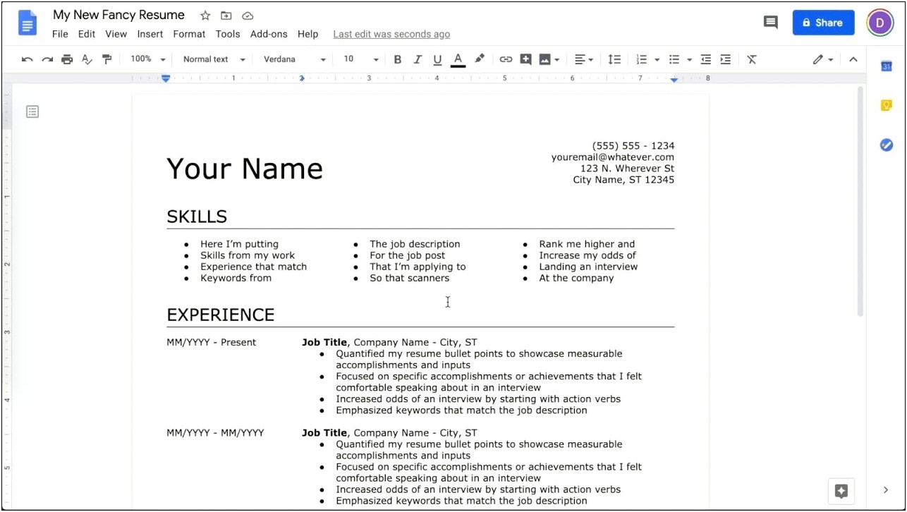 Keep Your Resume On File Template