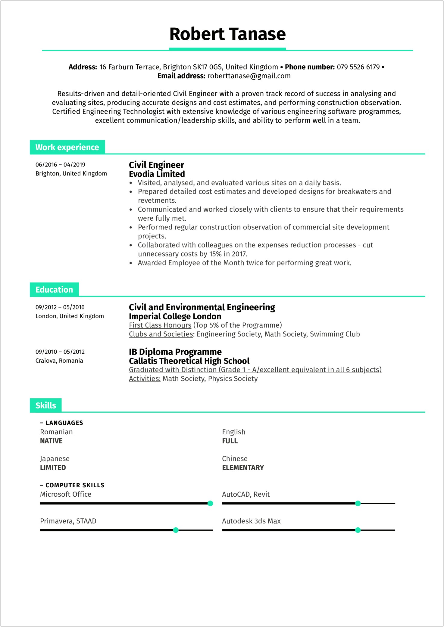 Key Skills For Civil Engineer Resume