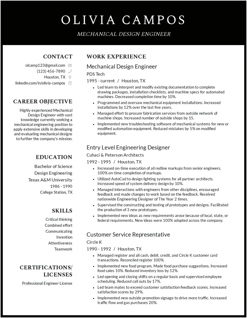 Key Skills For Resume For Mechanical Engineer