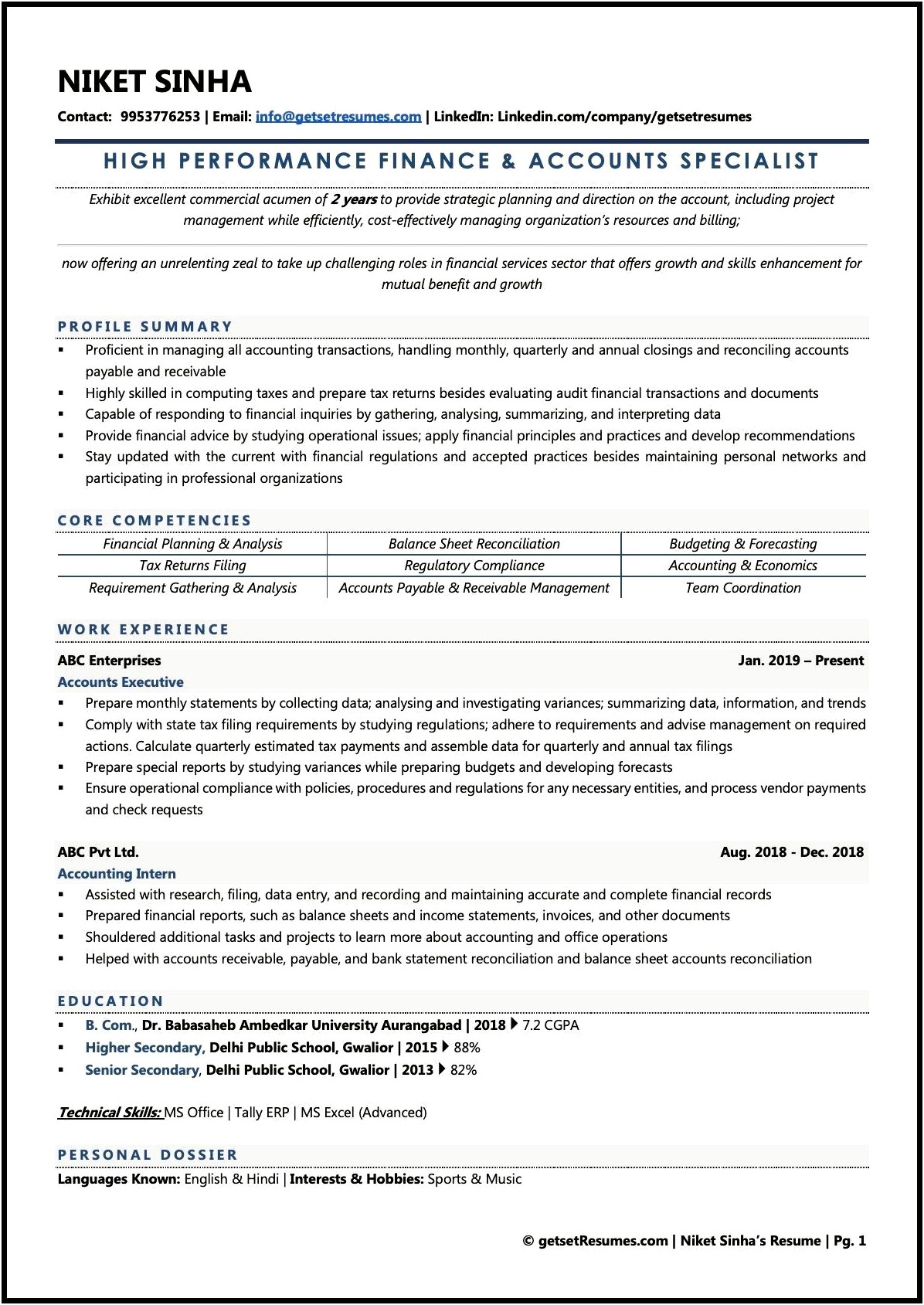 Key Skills In Resume For Banking