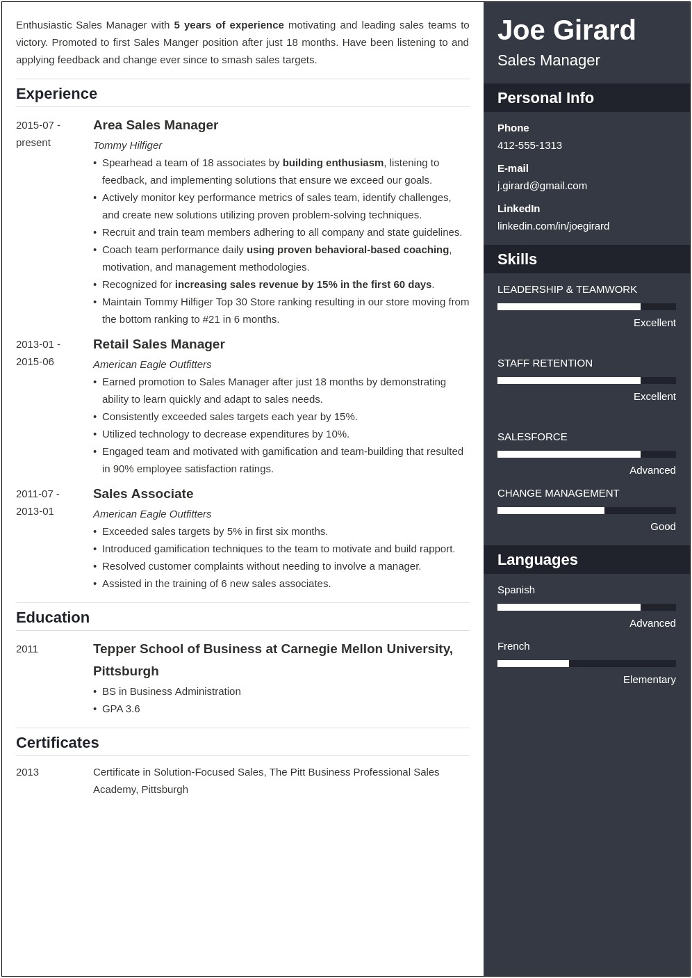 Keys Words To Use In A Sales Resume