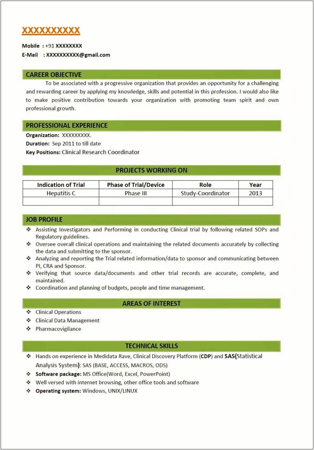 Latest Resume Samples For Mca Freshers