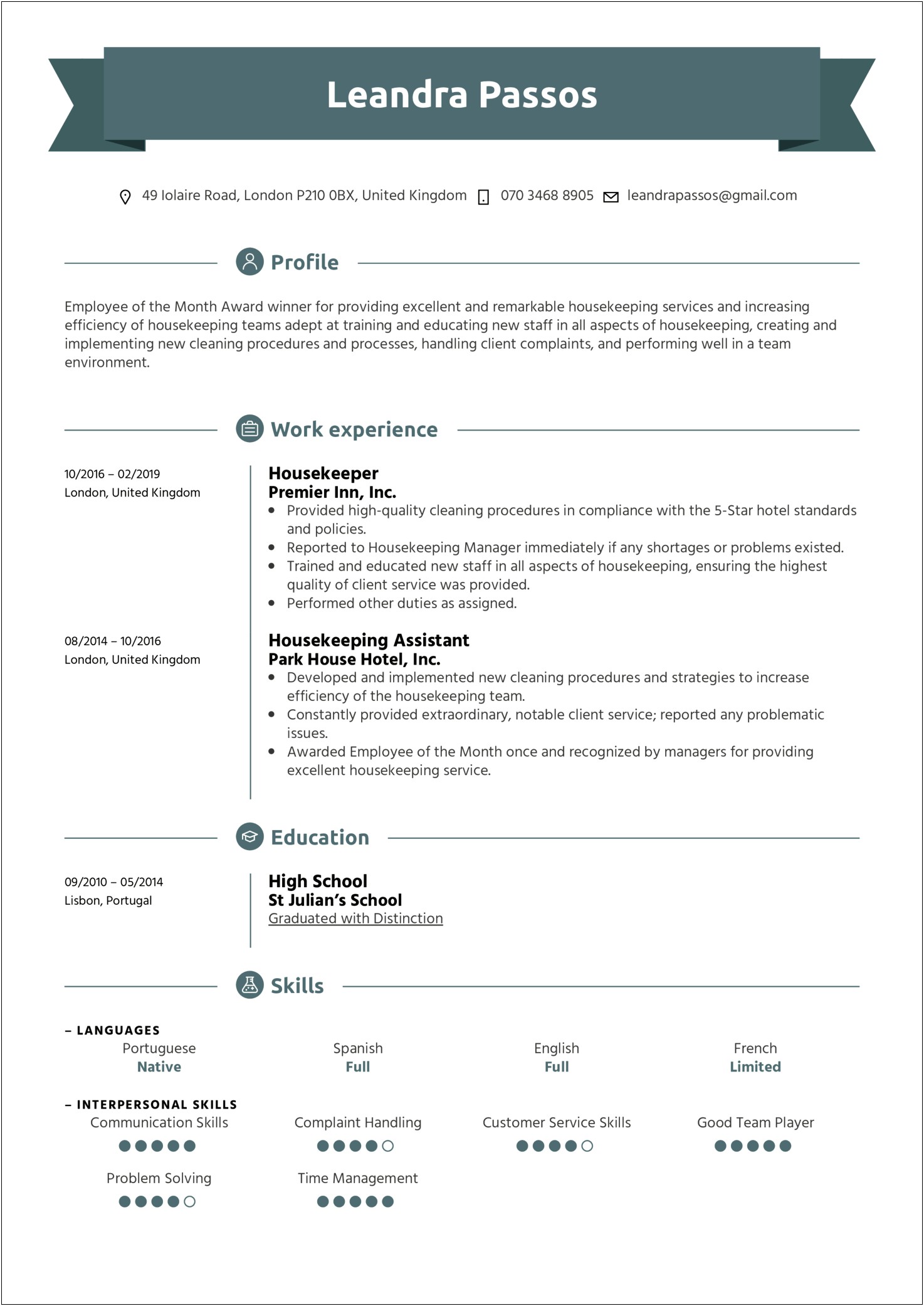 Laundry Aide Job Description For Resume