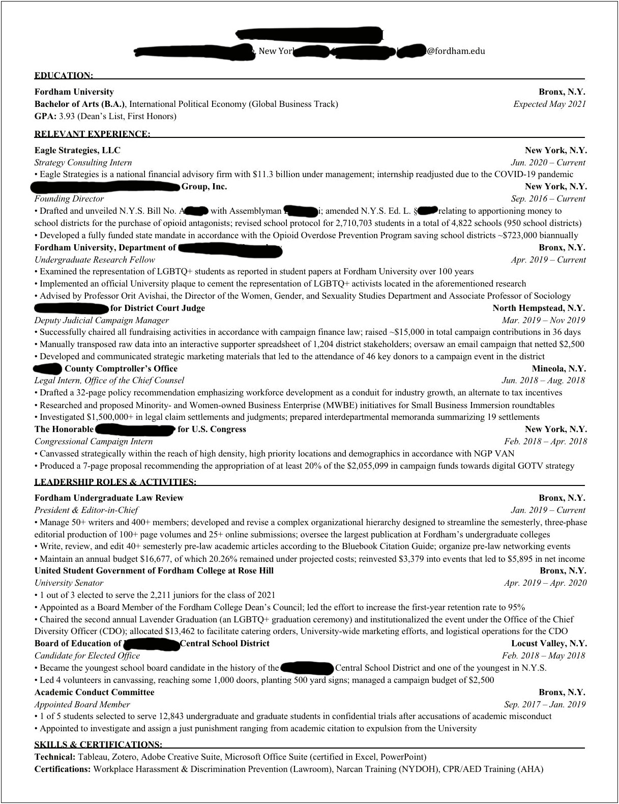 Law School Grade On Law Review Resume