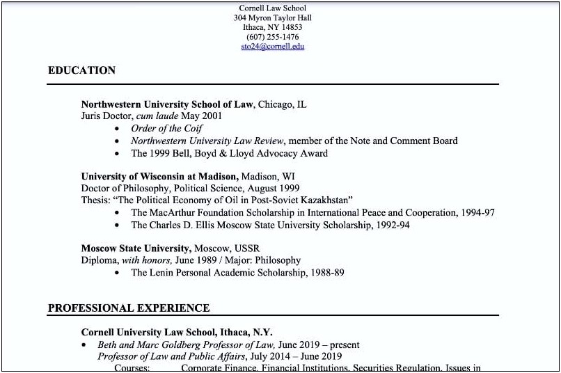 Law School Resume Order Of The Coif