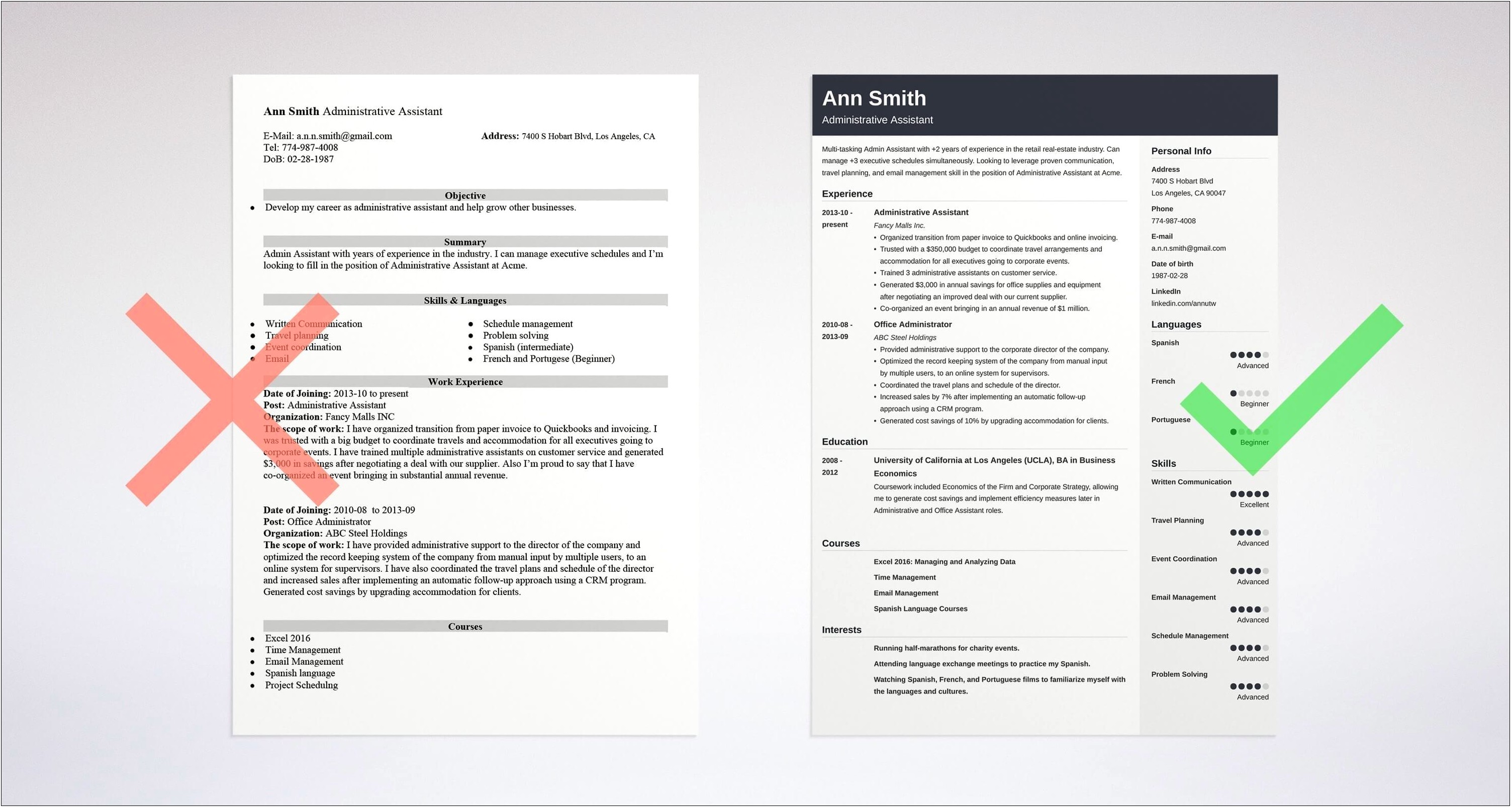 Layout Of Administrative Assistant Resume Examples