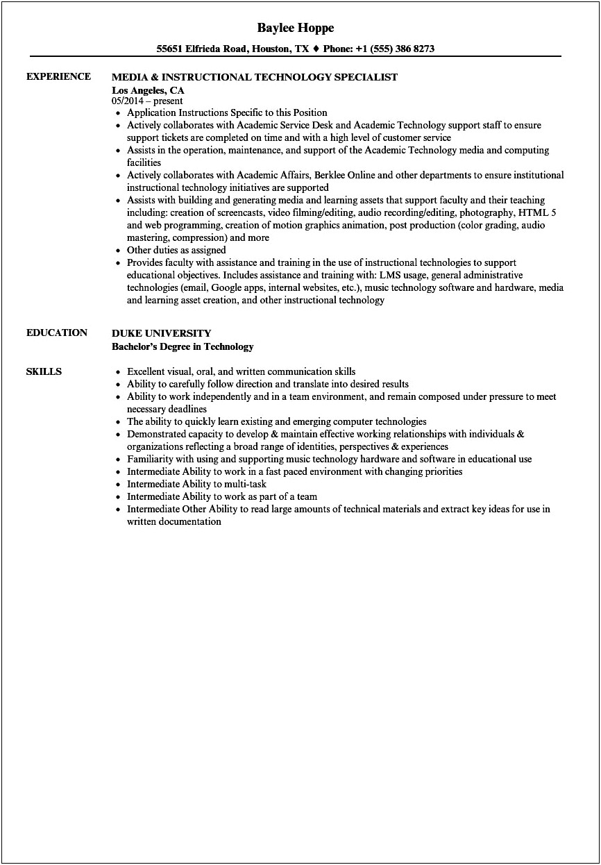 Leap Resume Example Future Technology Teacher