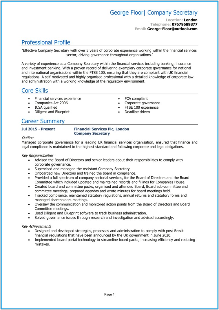 Legal Secretary Resume Summary Of Qualifications