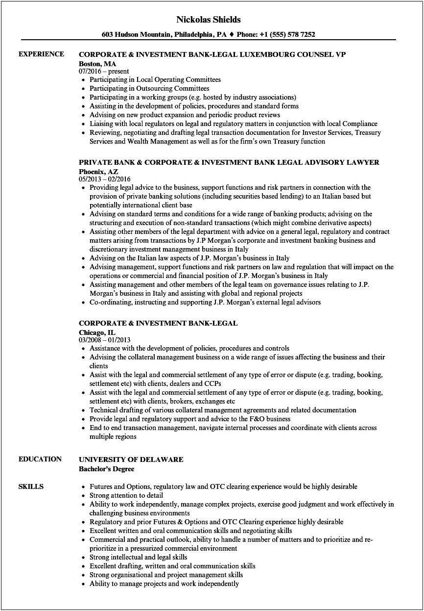 Legal Skills To Put On A Resume