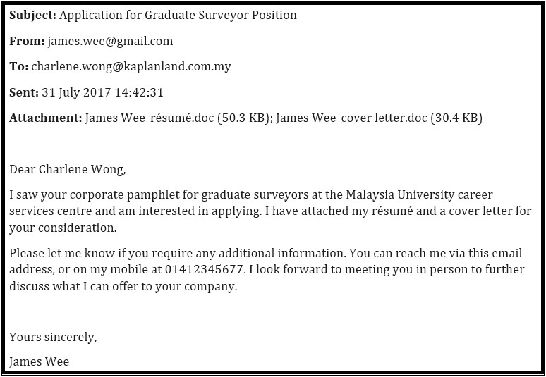 Letter By Email With An Resume
