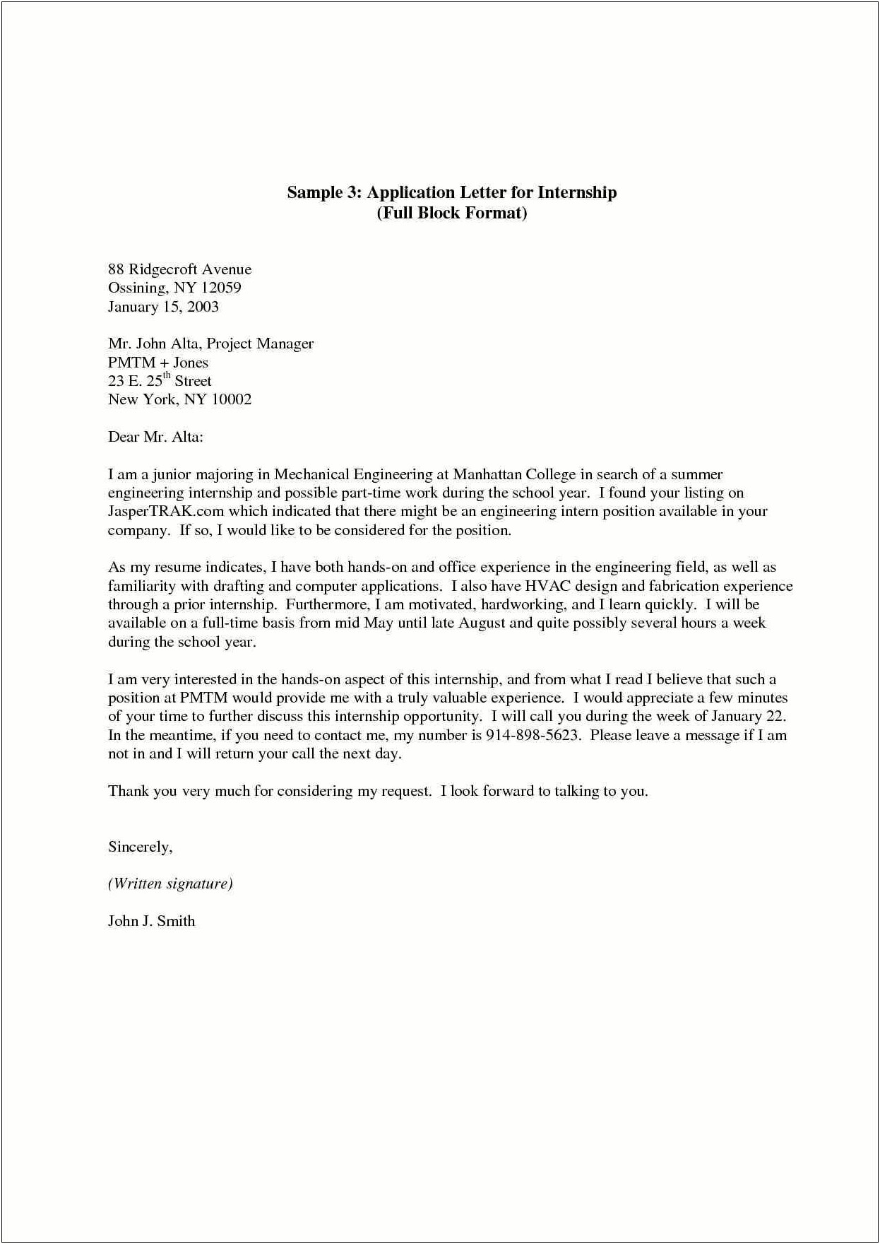 Letter Format For Sending Resume Through Email