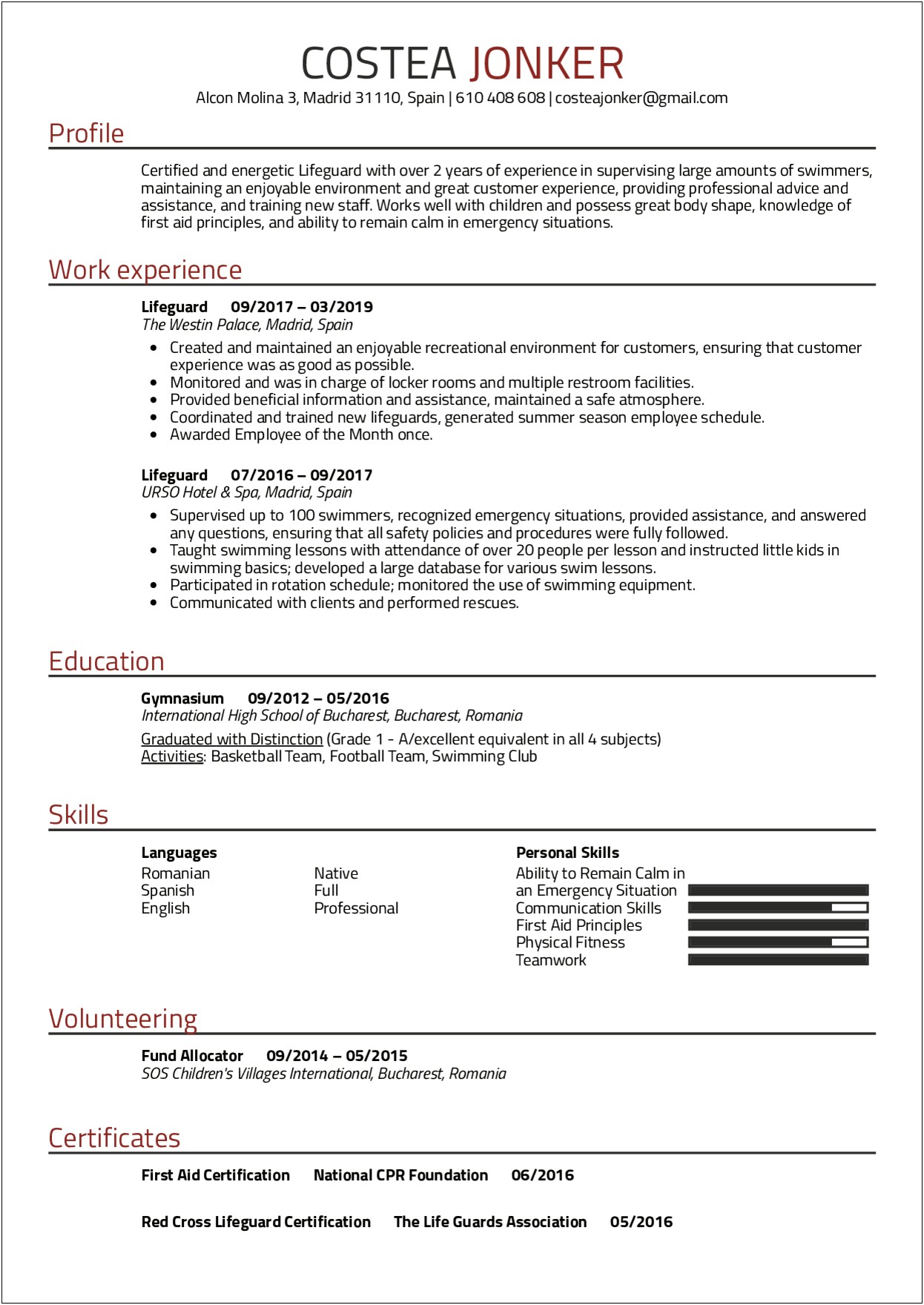 Life Gurad Job Description Top Resume