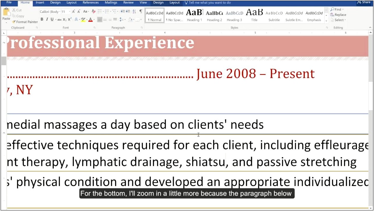 Line For Resume In Word 2016