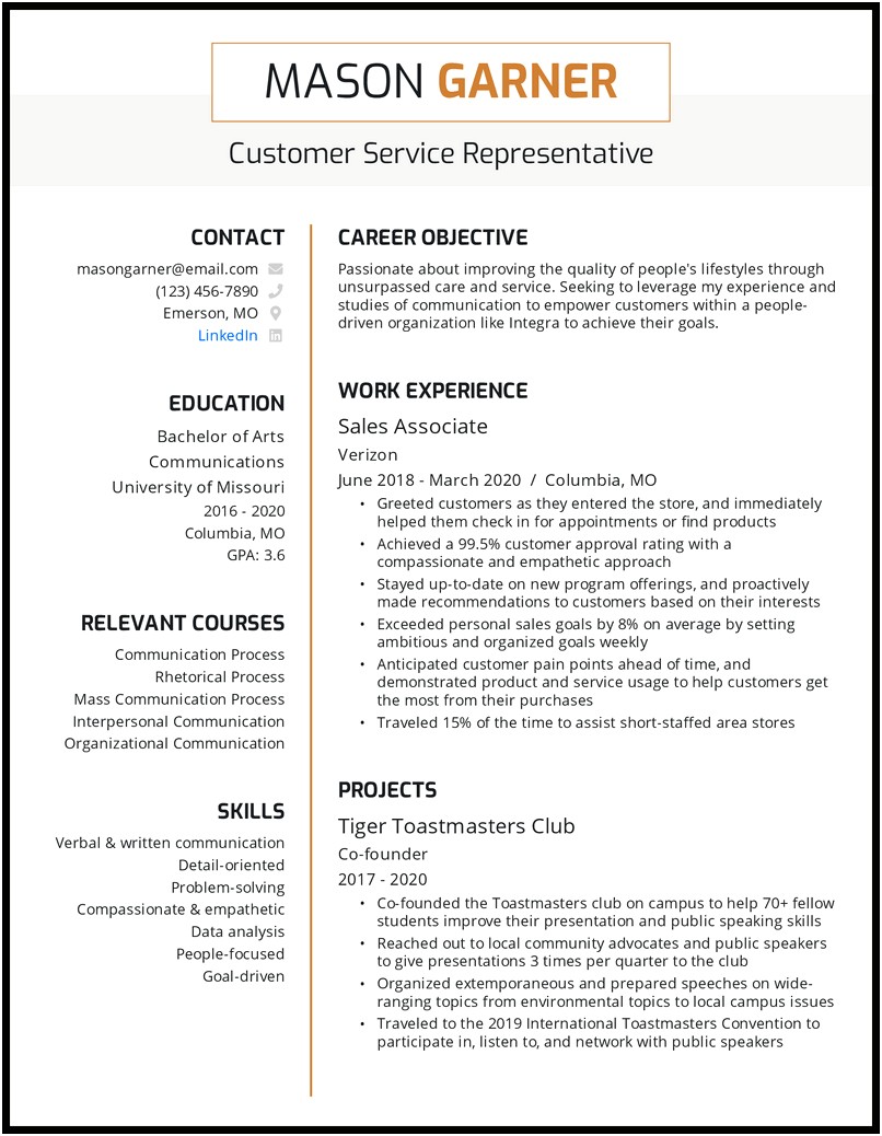 List Of Call Center Resume Skills