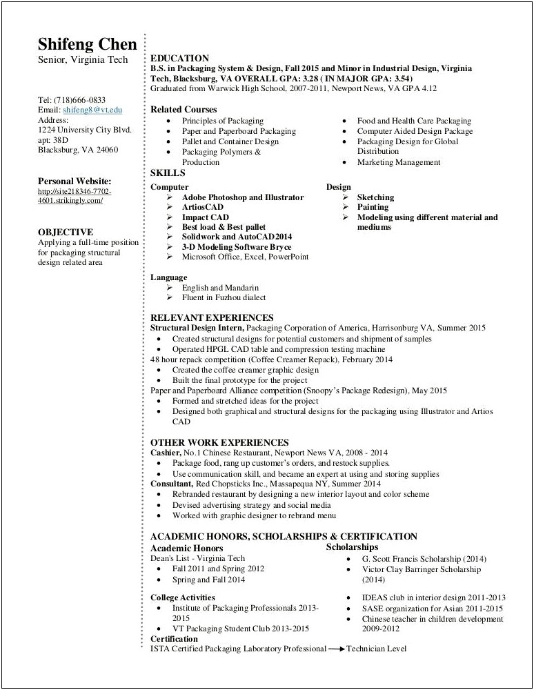 List Of Packaging Technician Skills Resume