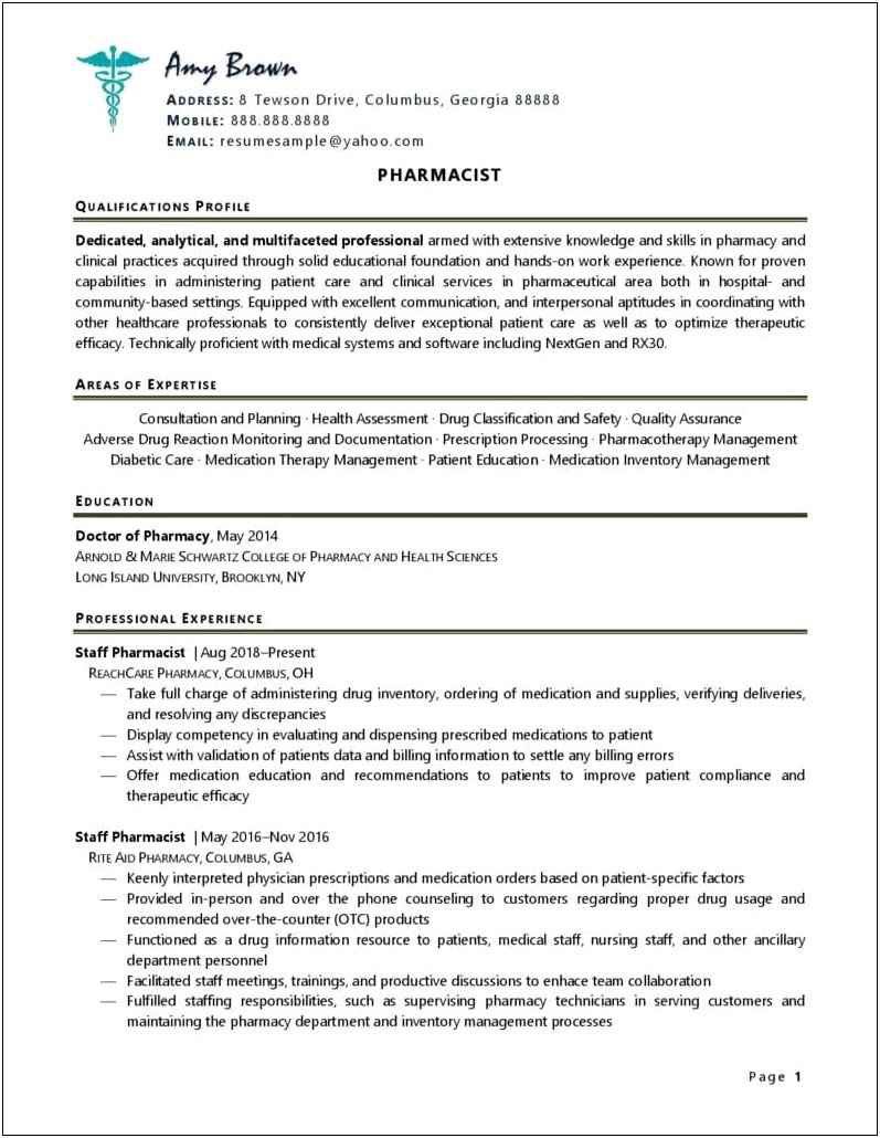 List Of Skills For Pharmacy Resume