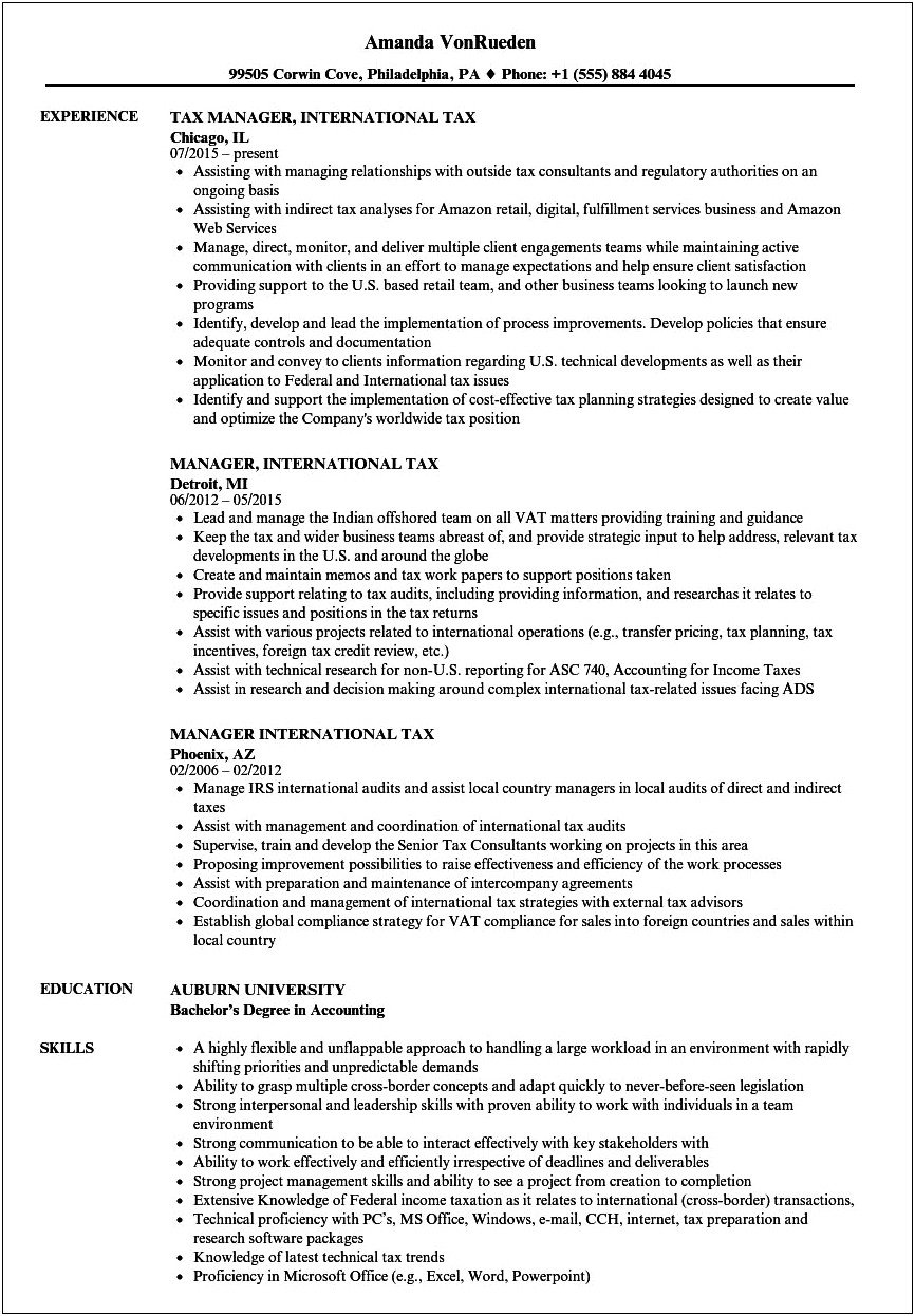 Llm Tax Georgetown Georgetown Sample Resume