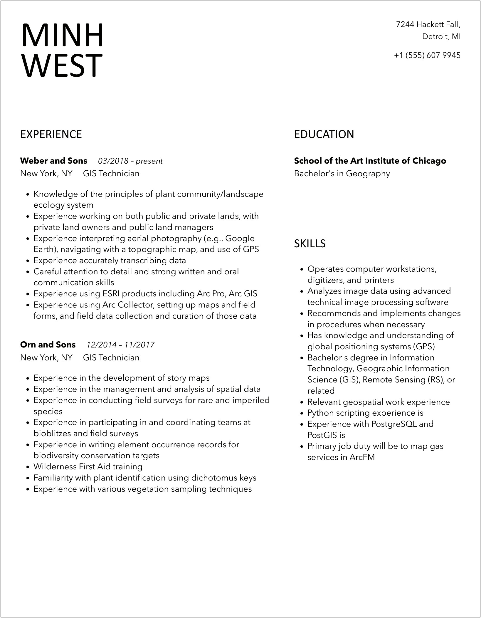 Locating Meters Gis Job Description Resume