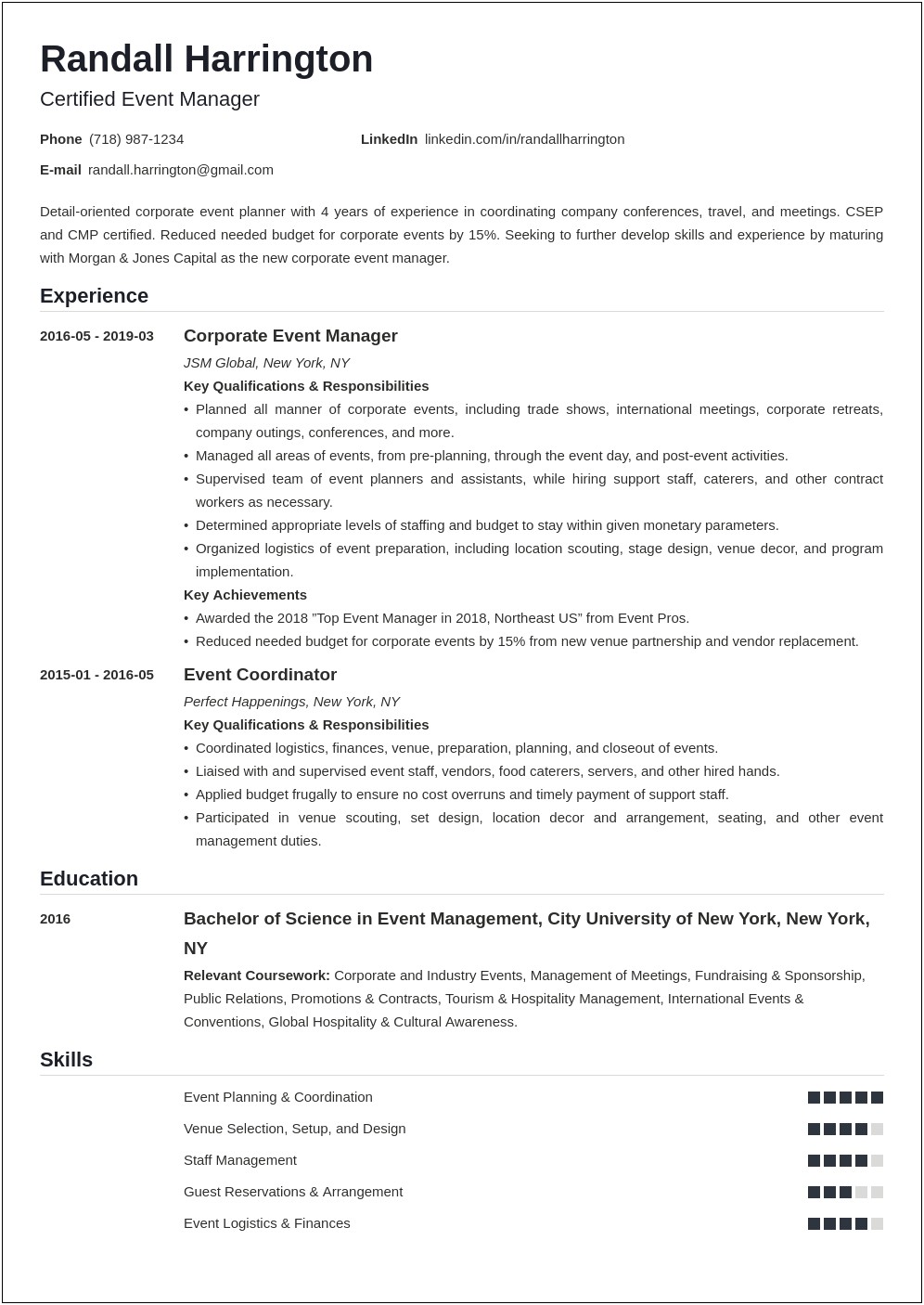 Location Manager Job Description For Resume