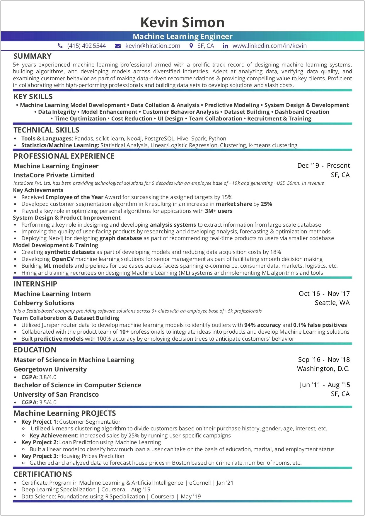 Machine Learning Engineer Jobs Resume & Salary