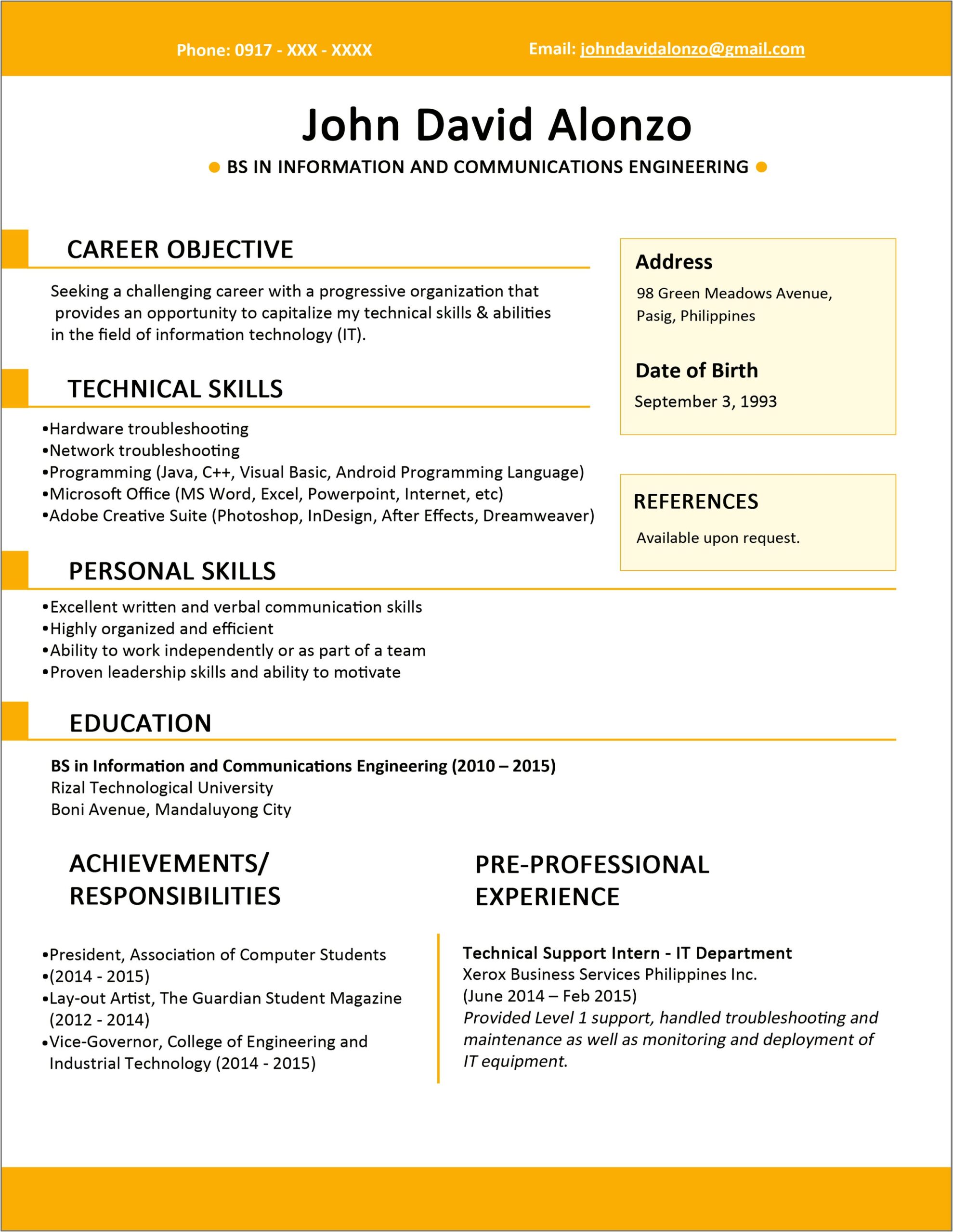 Make Resume With No Work Experience