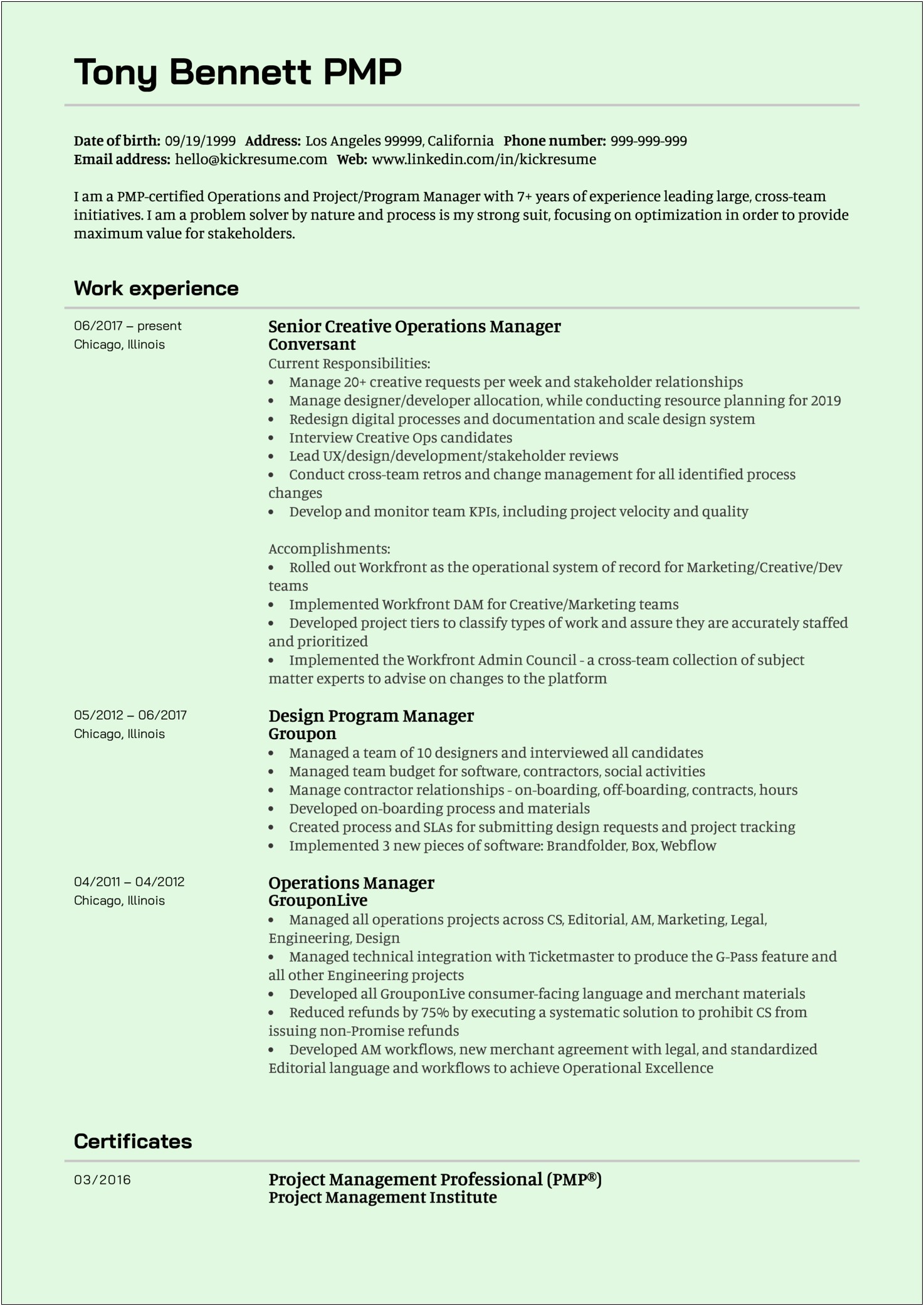 Manager Of Senior Design Project Resume