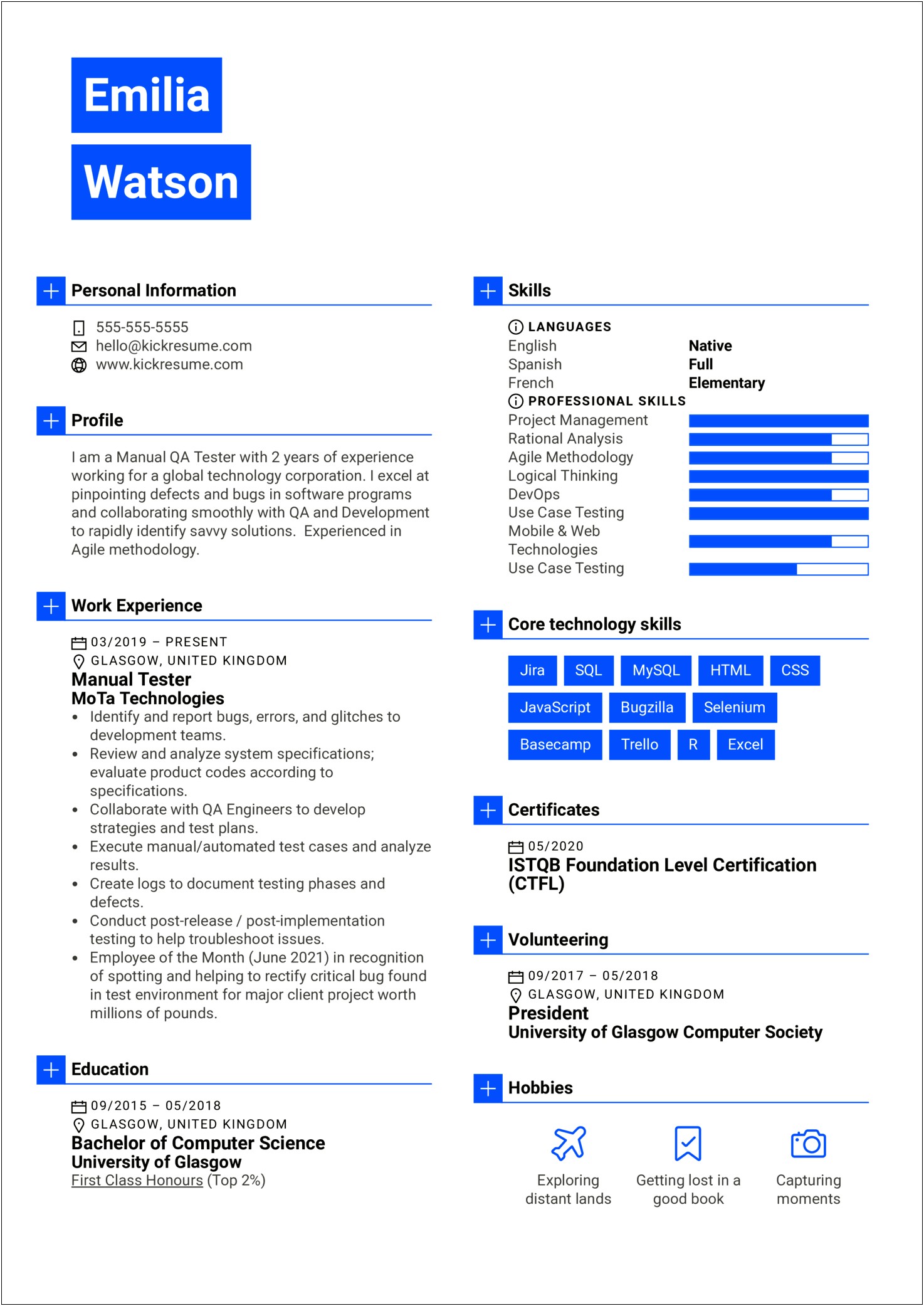 Manual Qa Resume Summary And Skills