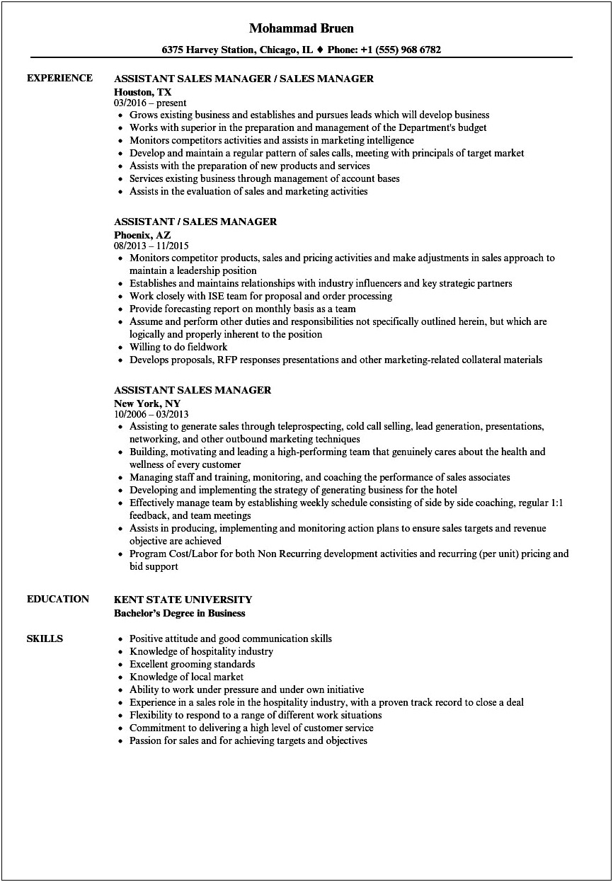 Marketing Job Responsibilities Samples For Resume
