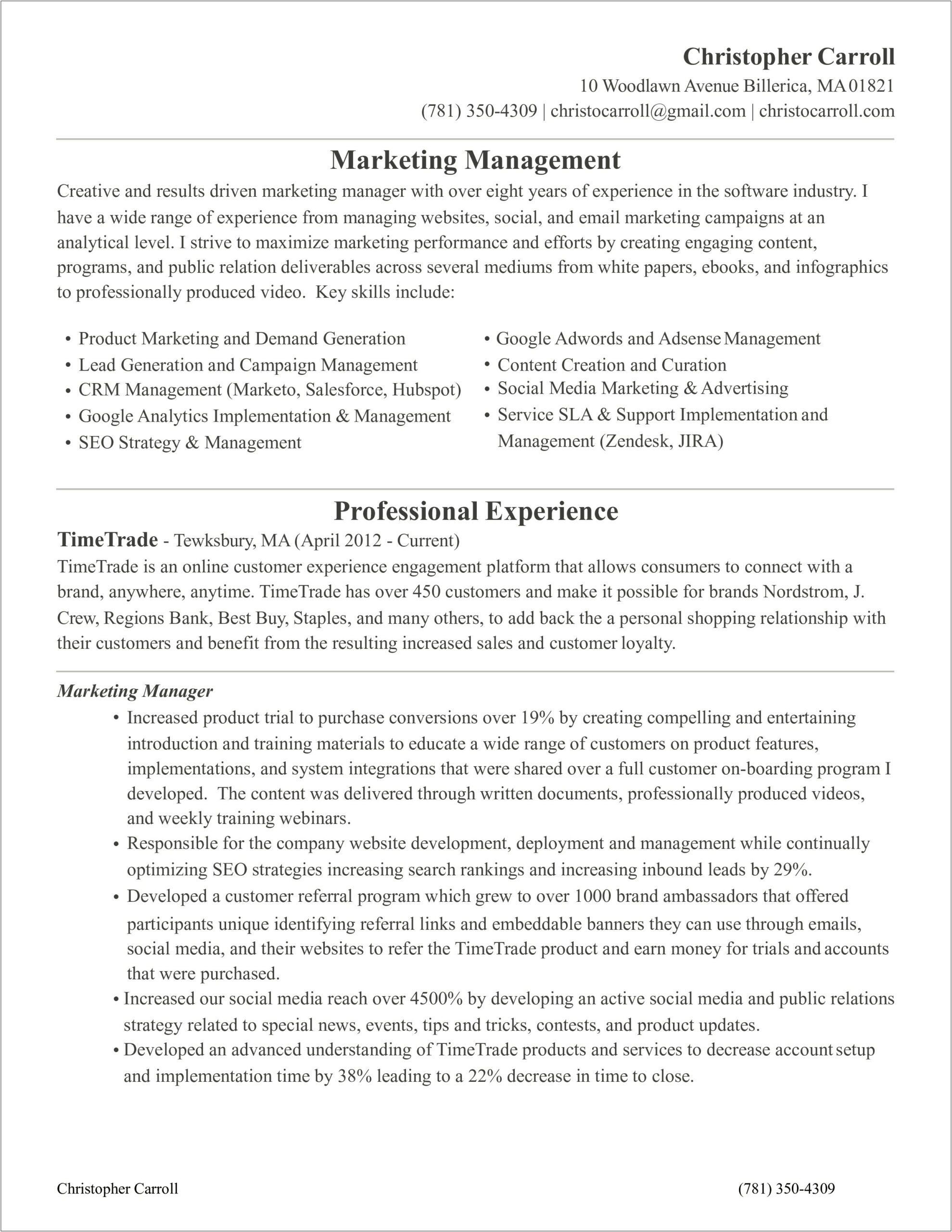 Marketing Manager Skills To Put On Resume