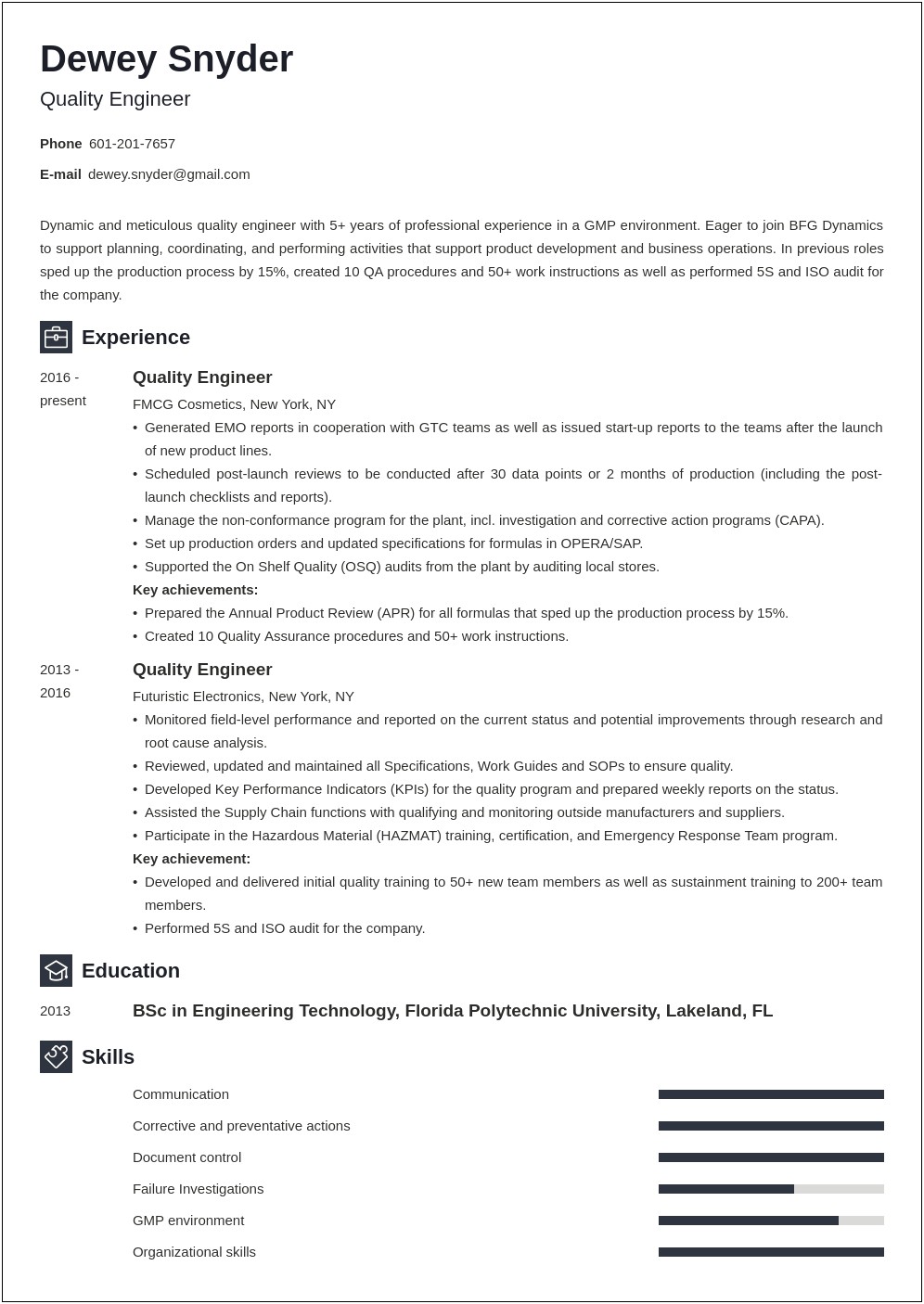 Mechanical Engineer Webinar Experience Resume Example