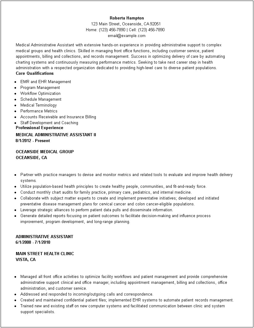 Medical Coding And Billing Resume Template