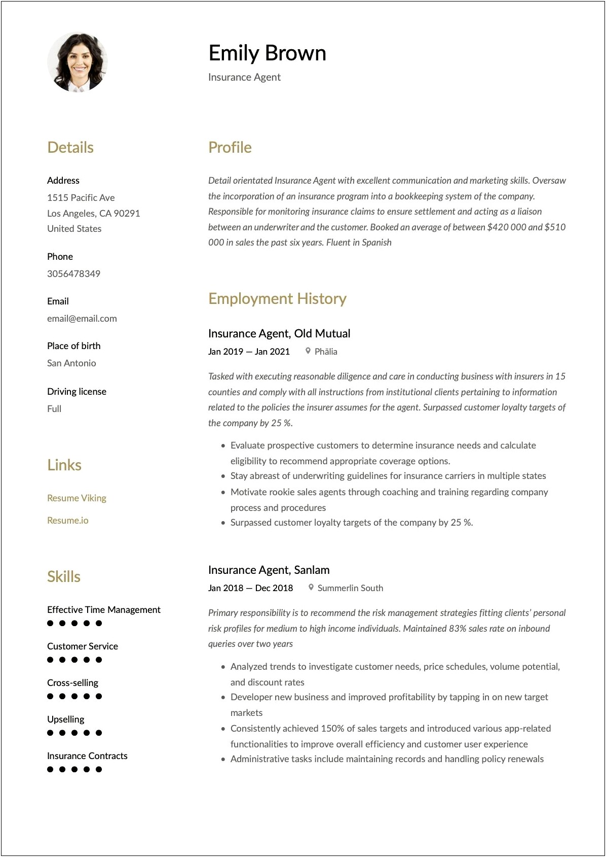 Medical Insurance Customer Service Sample Resume