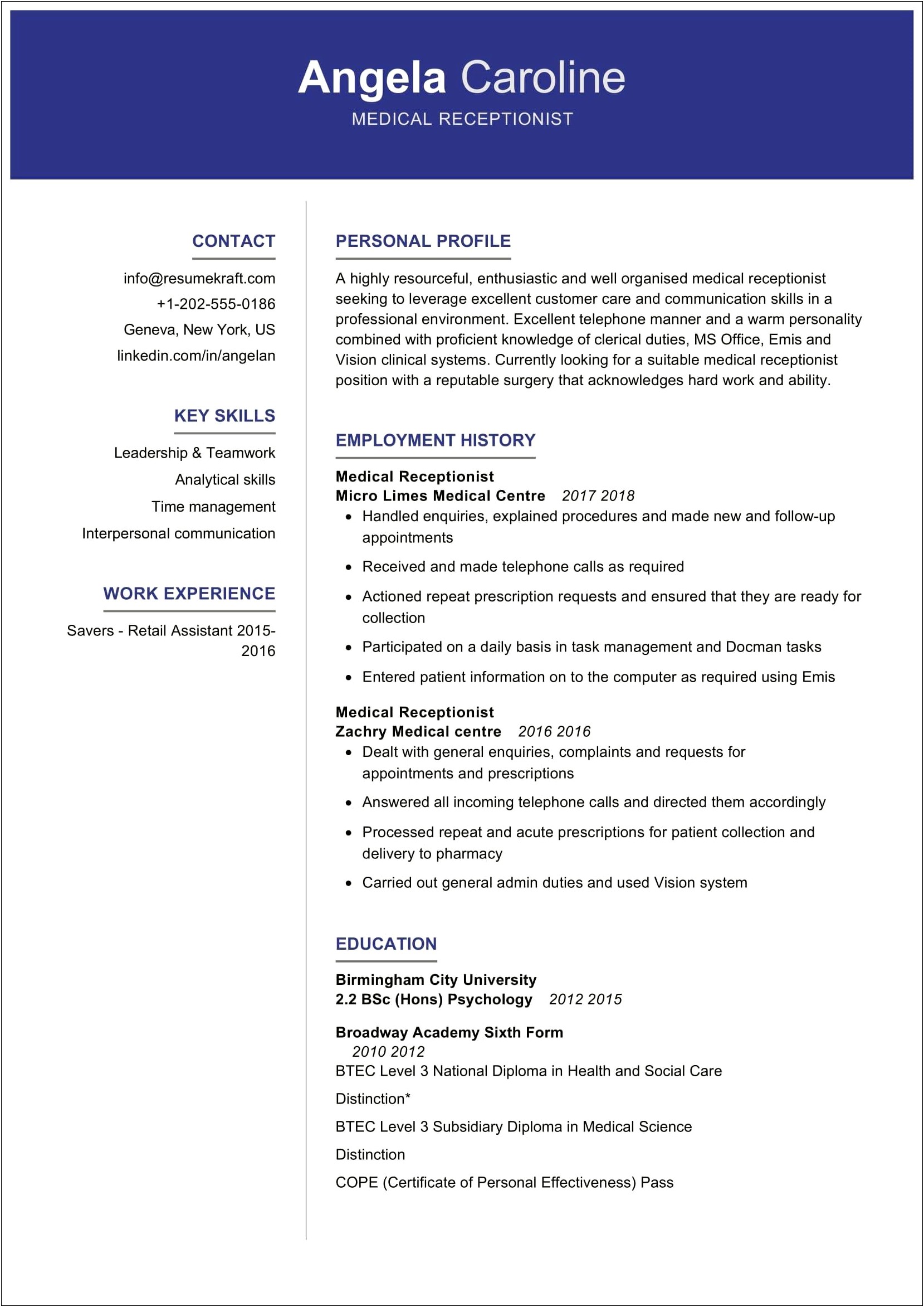 Medical Professional Certifications On Resume Sample