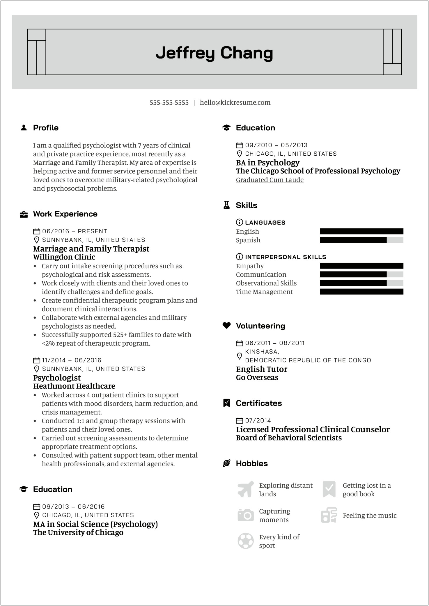 Mental Health Social Work Resume Examples