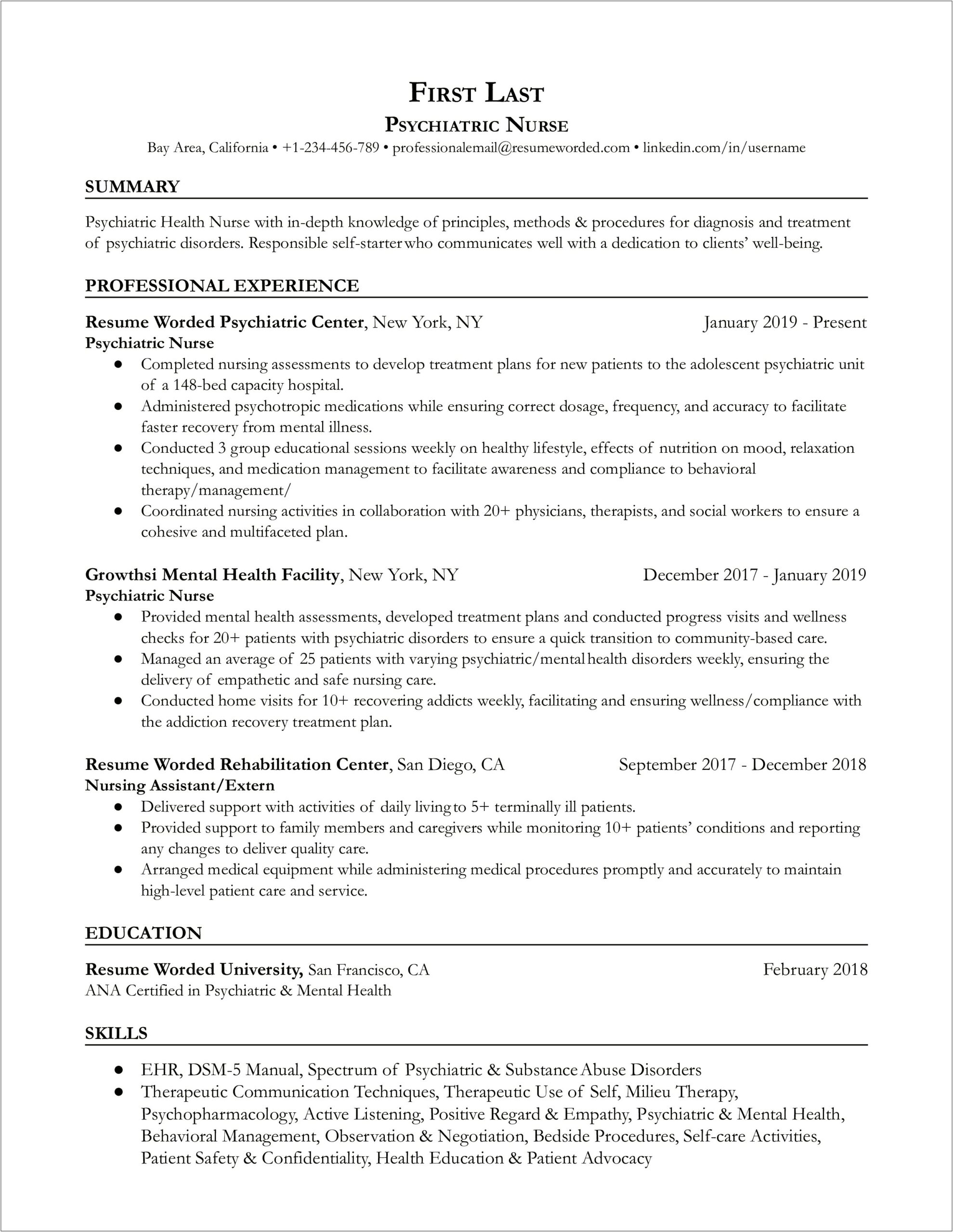 Mental Health The Resume Objective Examples