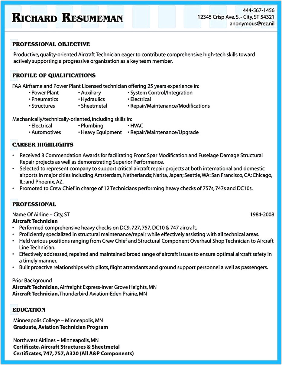 Metal Worker Resume For San Francisco