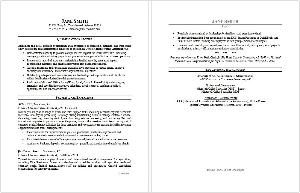 Microsoft Office Description On A Job Resume