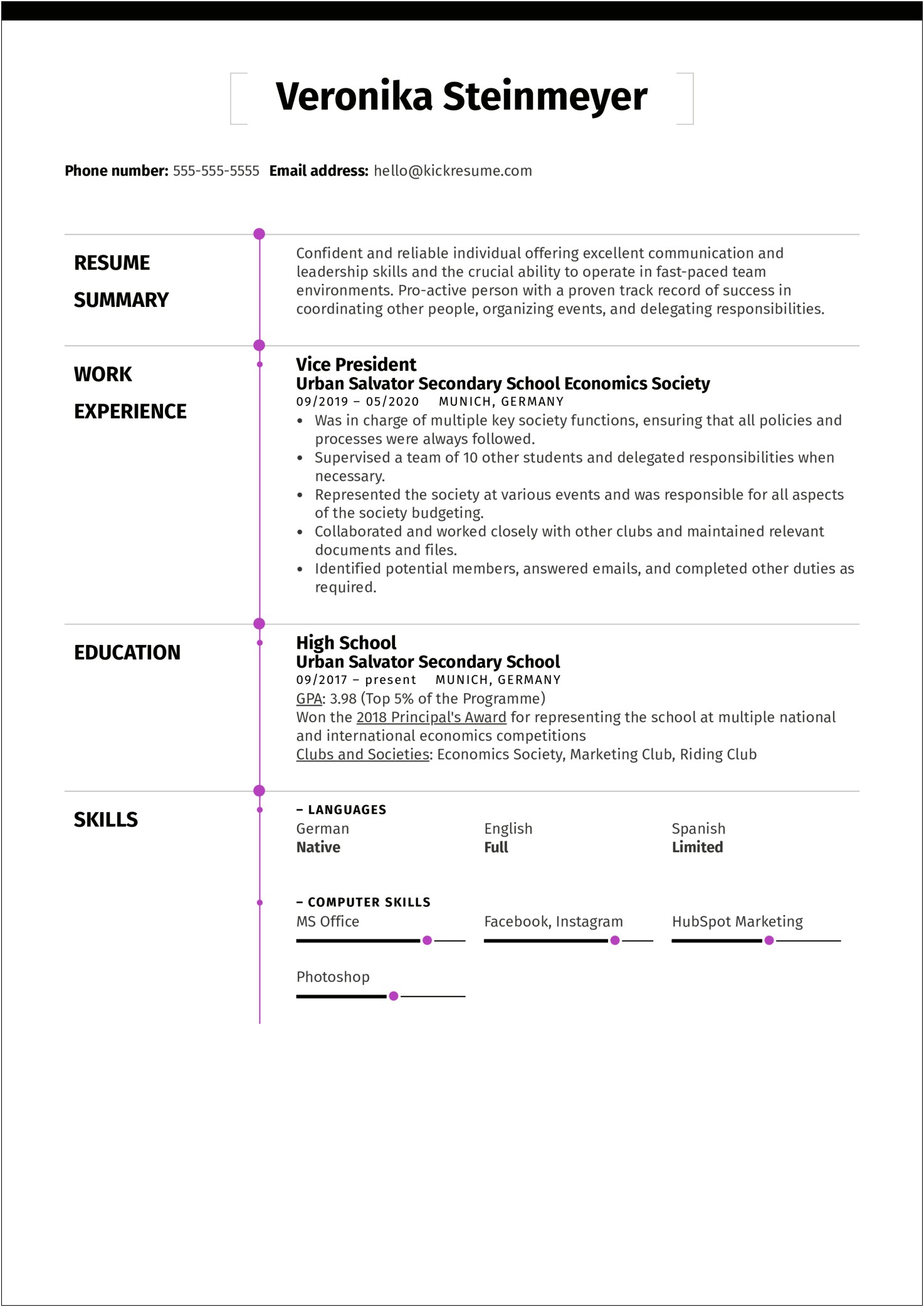 Microsoft Office Resume Templates For A Highschool Student