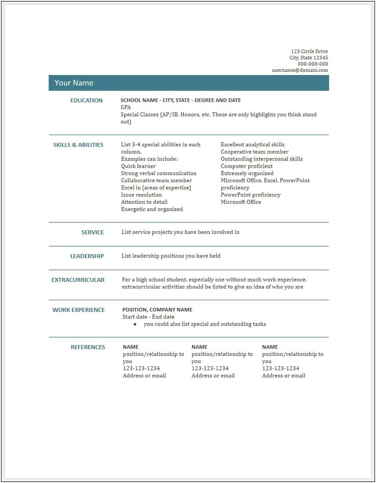 Microsoft Office Resume Templates For Students