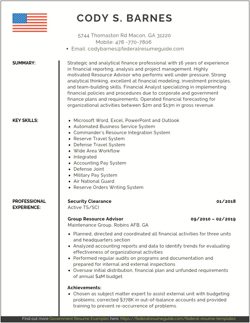 Microsoft Word Military To Civilian Resume