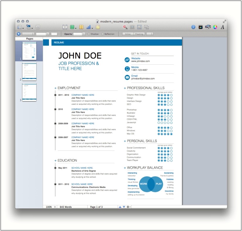 Microsoft Word Templates Resume 2018 Free Mac