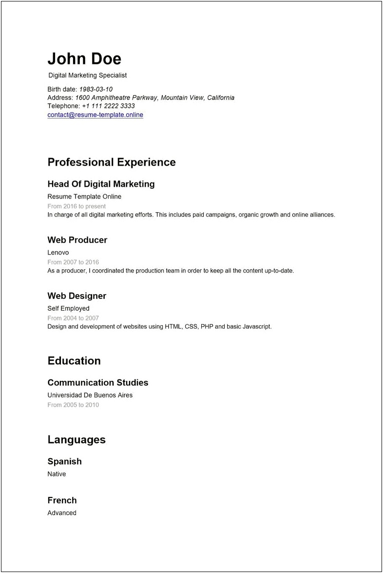 Microsoft Word Text Alignment For Resume