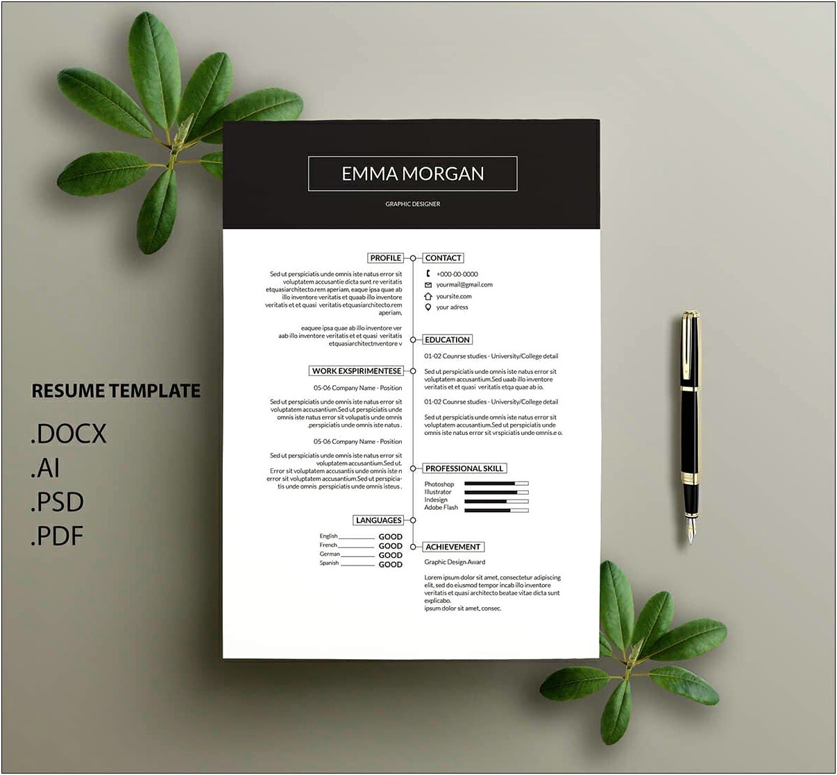 Minimal White Brenner Resume Template Free