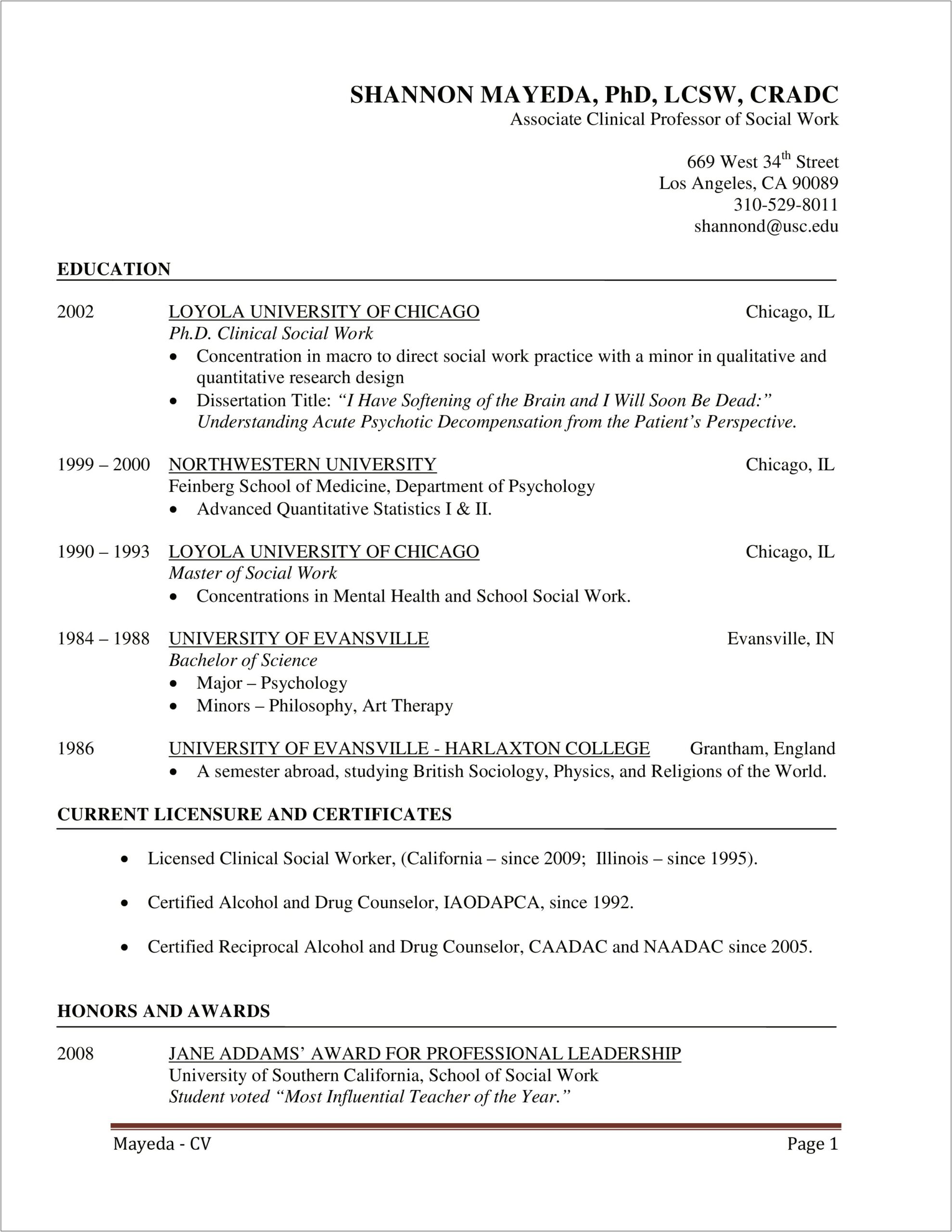 Model Resume For Medical Social Worker