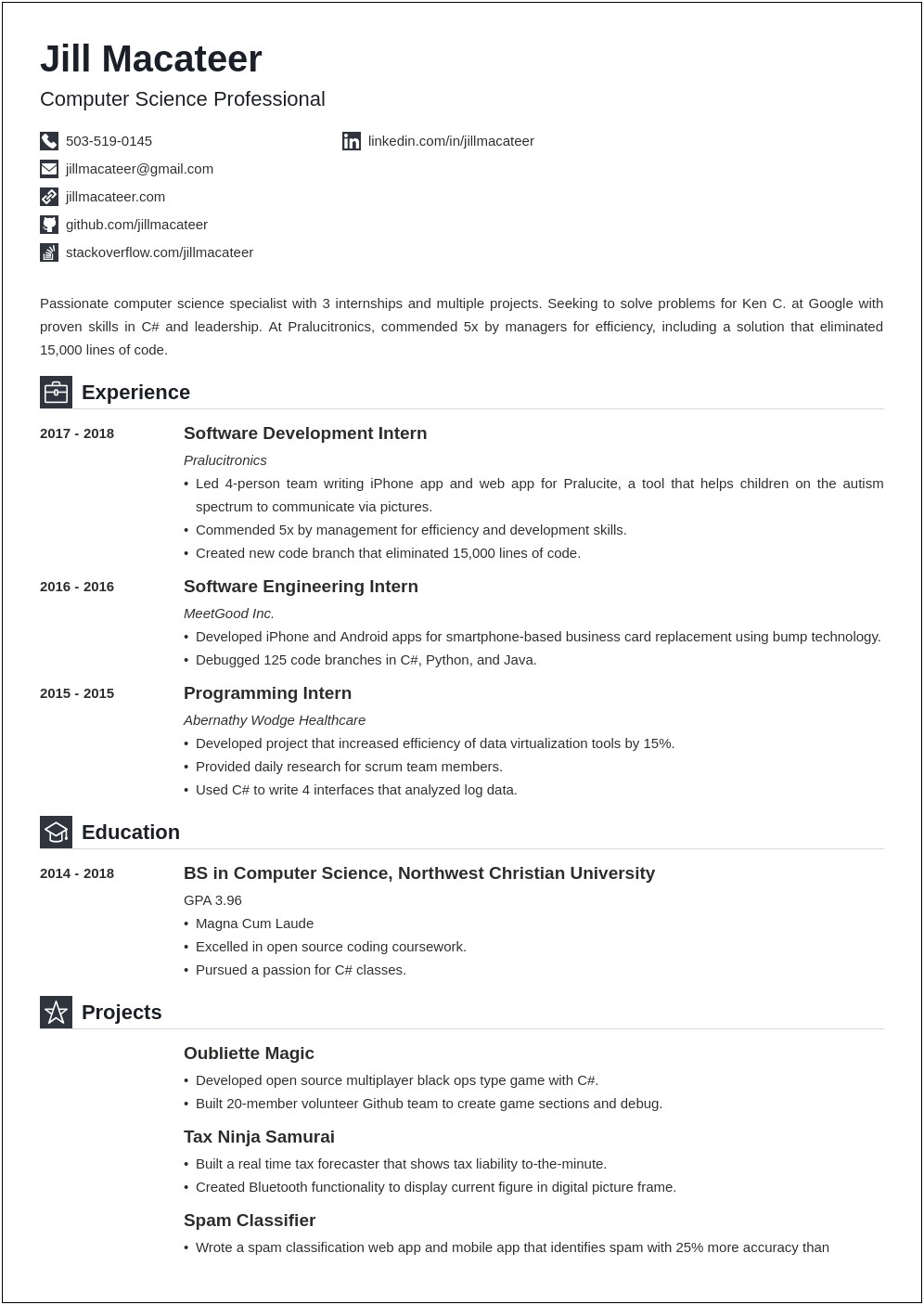 Ms Student Resume Examples Internship Programming