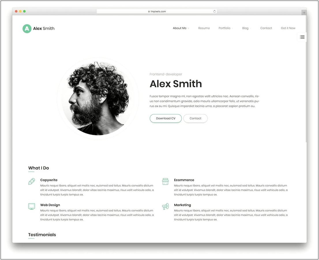 Myfolio Personal Vcard Resume Html Template